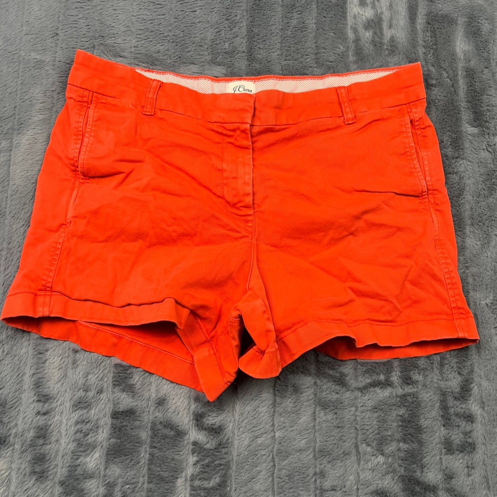 J.Crew Womens Chino Shorts Orange Cotton Stretch Mid Rise Size 12